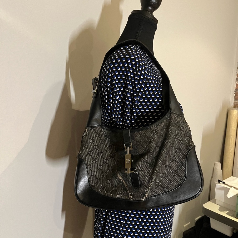 Gucci Jackie navy and Black GG Monogram Hobo Bag